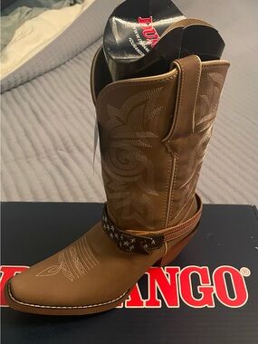Durango Taupe Brown Women's Western Boots with Removable Flag Strap NWT 🇺🇸